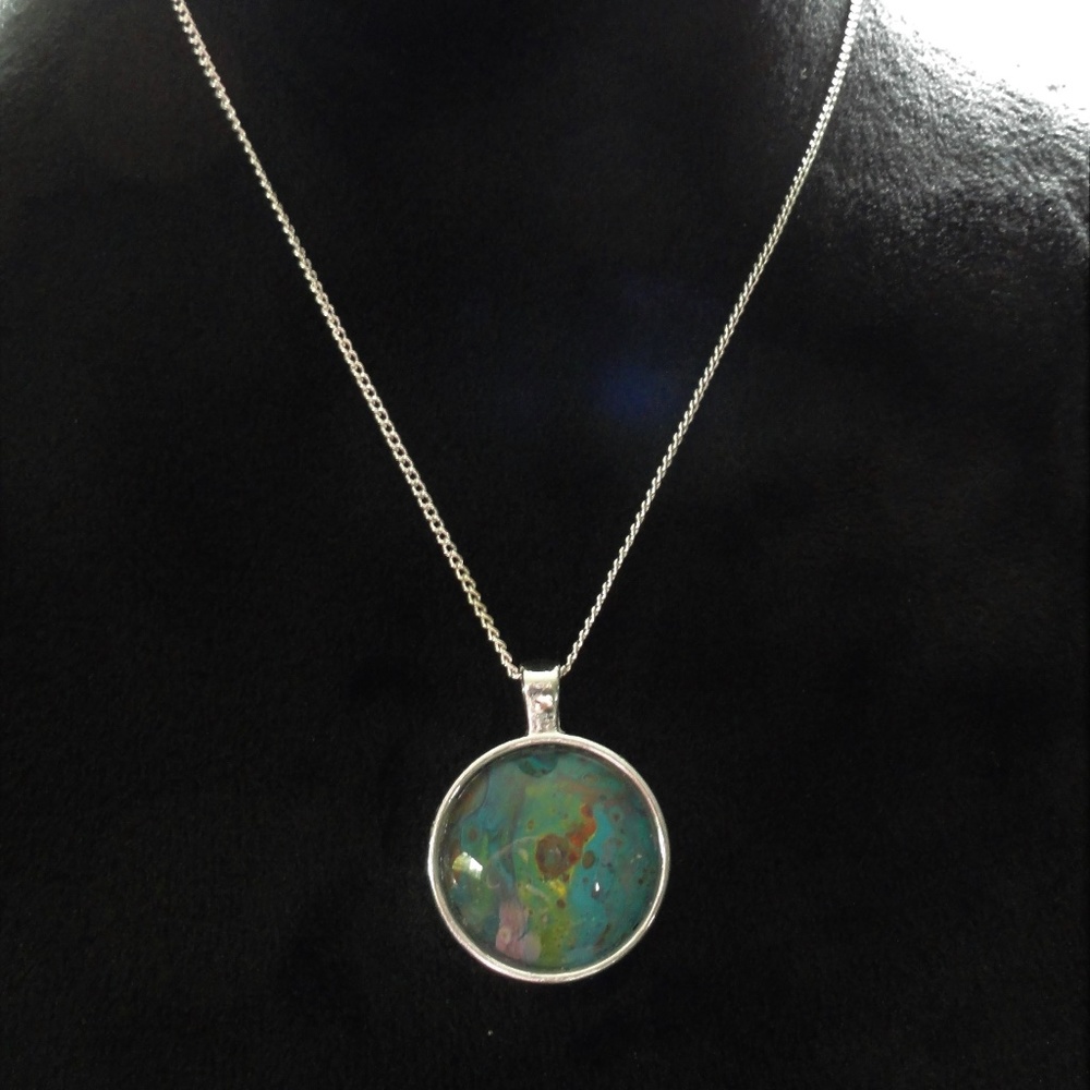 One of a Kind paint skin bezel necklace
